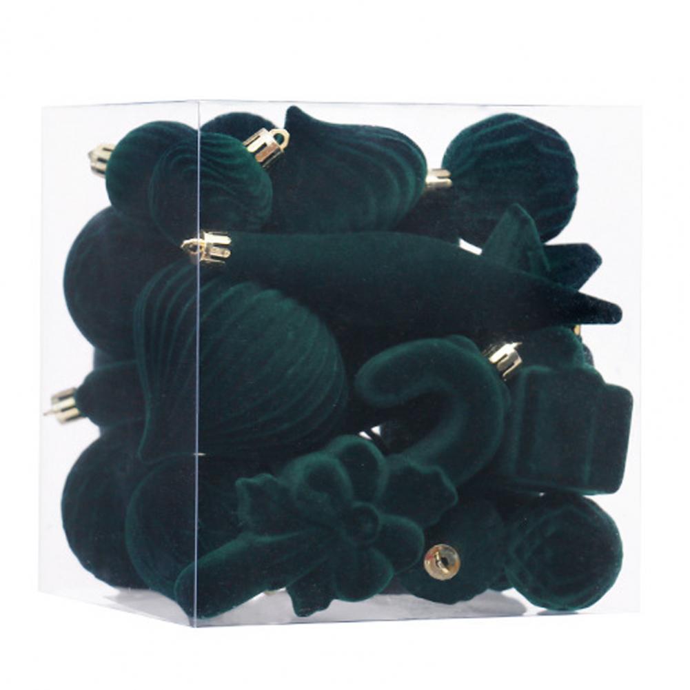 28 Pcs Velvet Christmas Tree Ornaments Set Flocked Balls Star Xmas Tree Hanging Decoration for Holiday Party Decor