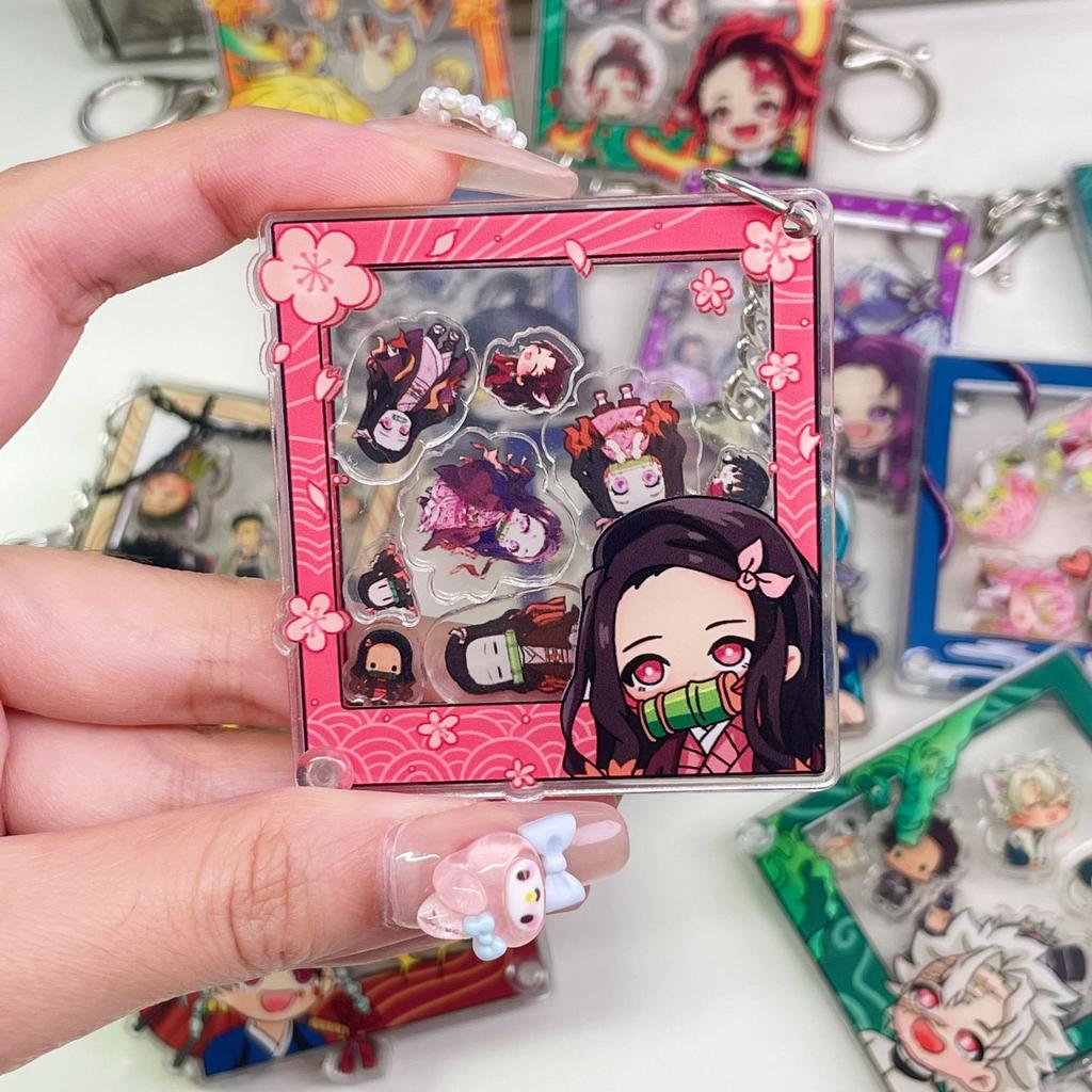 Demon Slayer DIY Shaky Fun Acrylic Anime Cartoon Peripheral Detachable Keychain