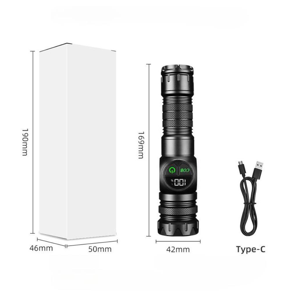 8000LM D5 Portable Zoom Flashlight Rechargeable Battery With High Bright Cob Side Light And Red And Blue Warning Work Light Repair Lamp