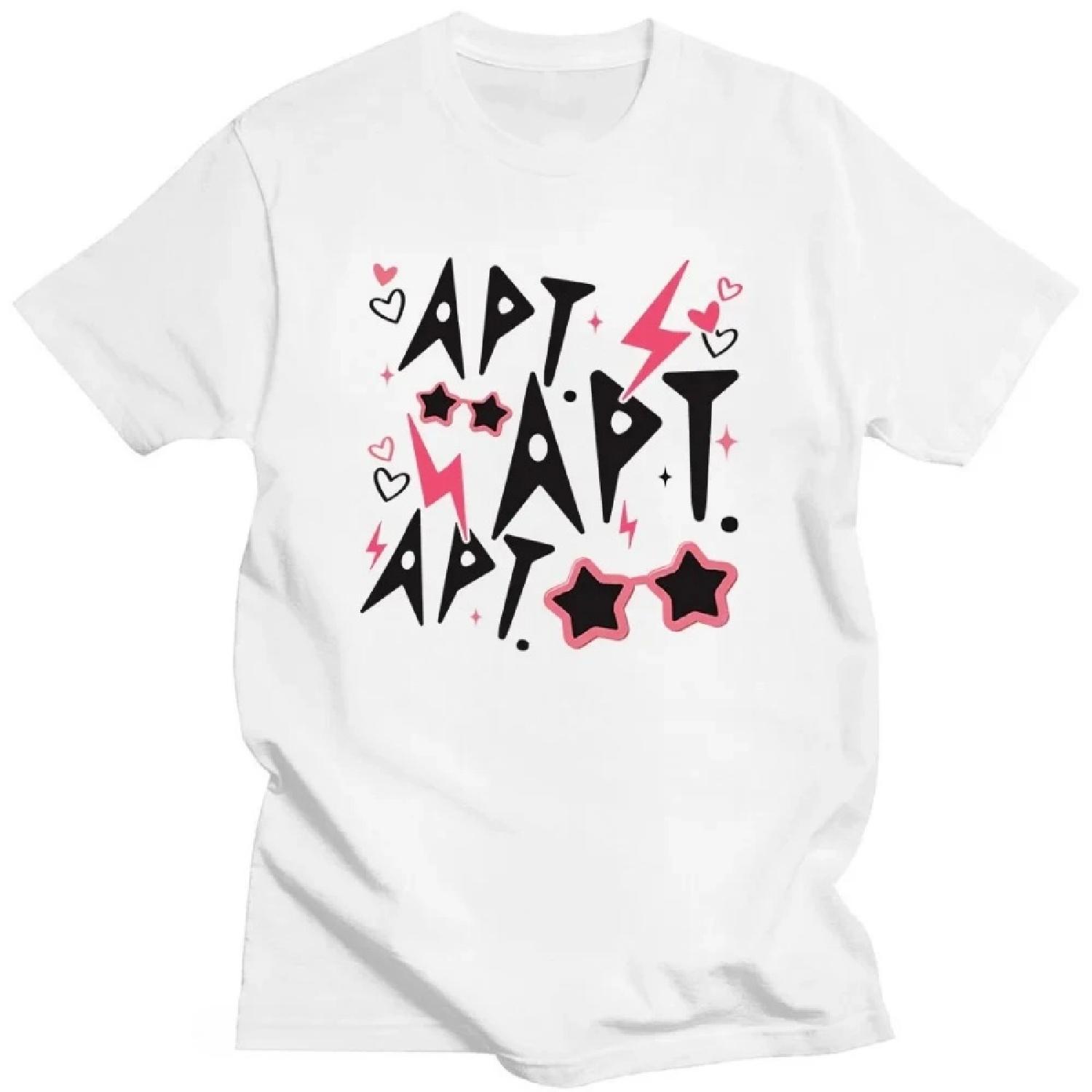 

ROSÉ & Bruno Mars APT New Song Graphic Print Round Neck T-shirt Summer Hip Hop Punk T-shirt Women s Retro Top Graphic T Shirts XXXXXL білий