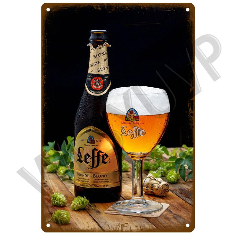 Leffe Retro Metal Sign Tin Sign Whisky Belgium Beer Plaque Metal Wall Decor Vintage Decor Poster Plates Man Cave Shabby Chic