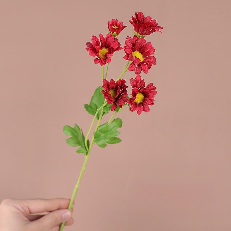 10pcs Coffee Shop Decorative Silk Pink Chamomile Simulated Flowers Home Decoration Artificial 5-Heads Daisy Branch Fake Flower