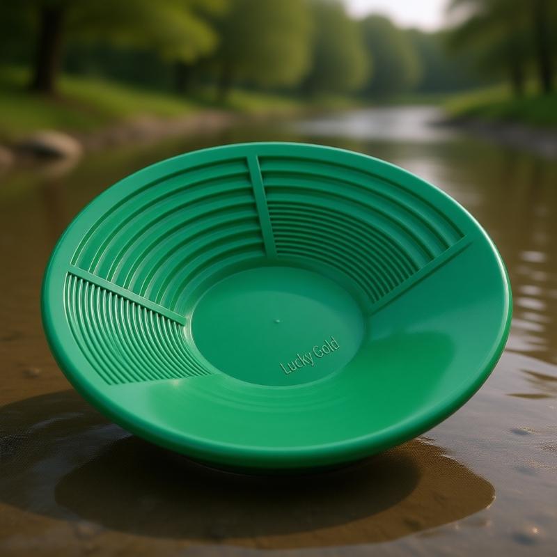 Grön Plast Guldvaskpanna med Konkava Spår 34cm för Effektiv Borttagning av Orenheter & Behållning av Fint Guld Vid Flodvaskning