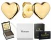 Gold Earrings + Box with Engraving + Heart Cloth Studs 585 Gift