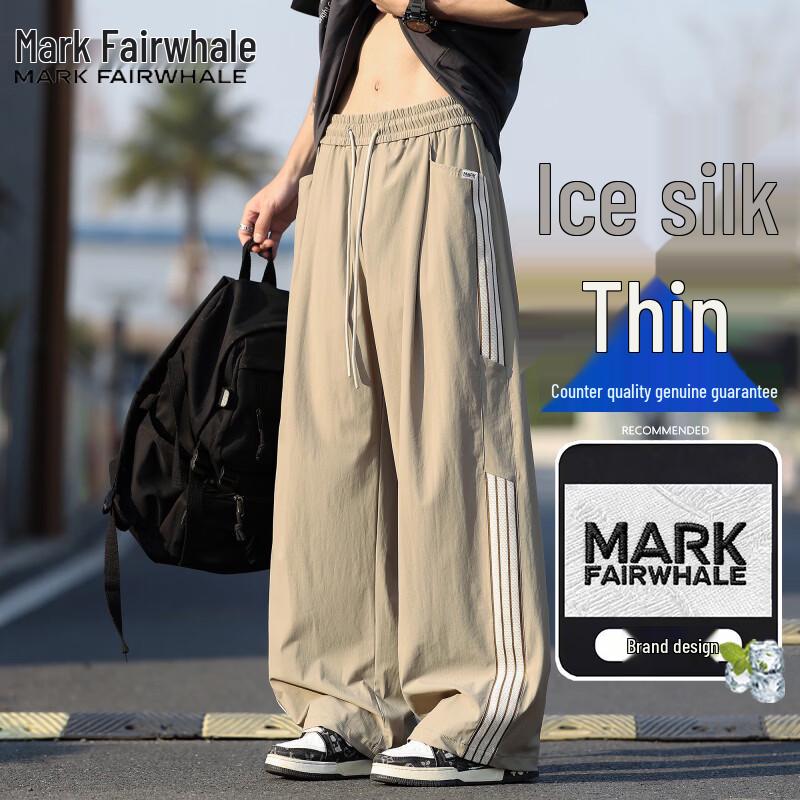 

Marc Fairwhale Men s Ice Silk Retro Striped Casual Pants 2XL