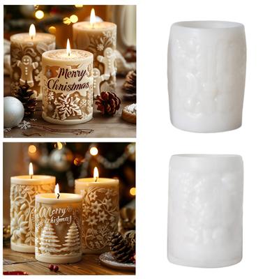 Stampi in silicone a tema natalizio Stampi in silicone cilindrici per candele per resina epossidica Candela Sapone Decorazione per la casa