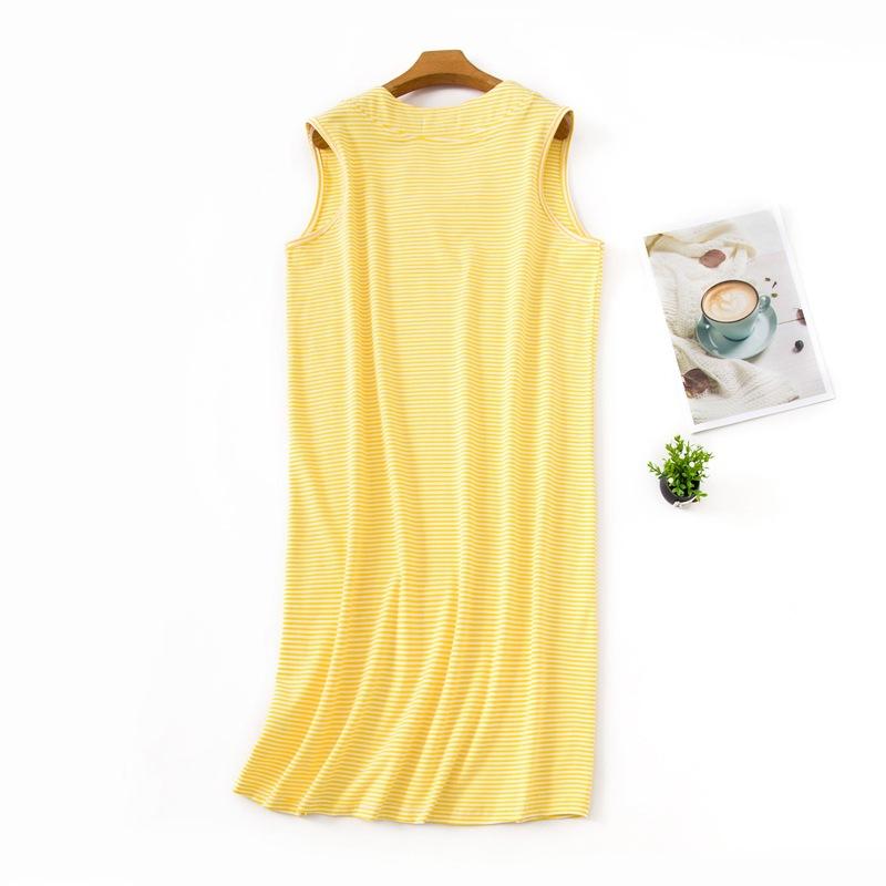 Striped Vest Dress Pajamas Women Cotton Large Size Summer Korean Style Basic Classic Loose Casual Chic Sleeveless Home Wear Trend