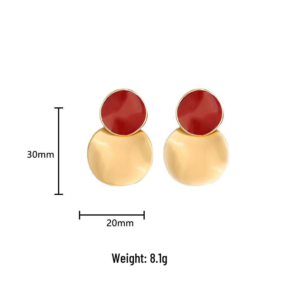 Elegant Ankola Red Enamel Drop Earrings: Asymmetrical, Color Block Jewelry for Autumn/Winter Fashion