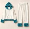 Women's Casual Winter -Lined Hooded Pajama Set with Jacket and Straight-Leg Pants for Home Wear