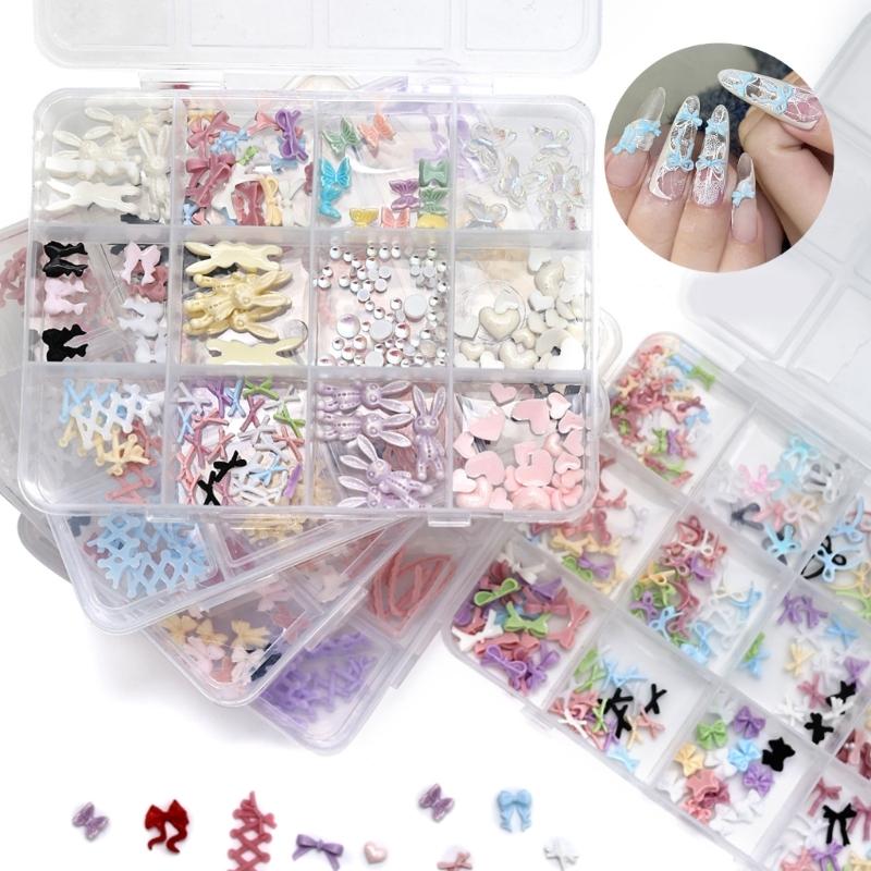 Colorful Nail Accessories Resin Nail Rhinestones for Manicure DIY Crafts Jewelry Bows Butterfly Heart Nail Art Charms