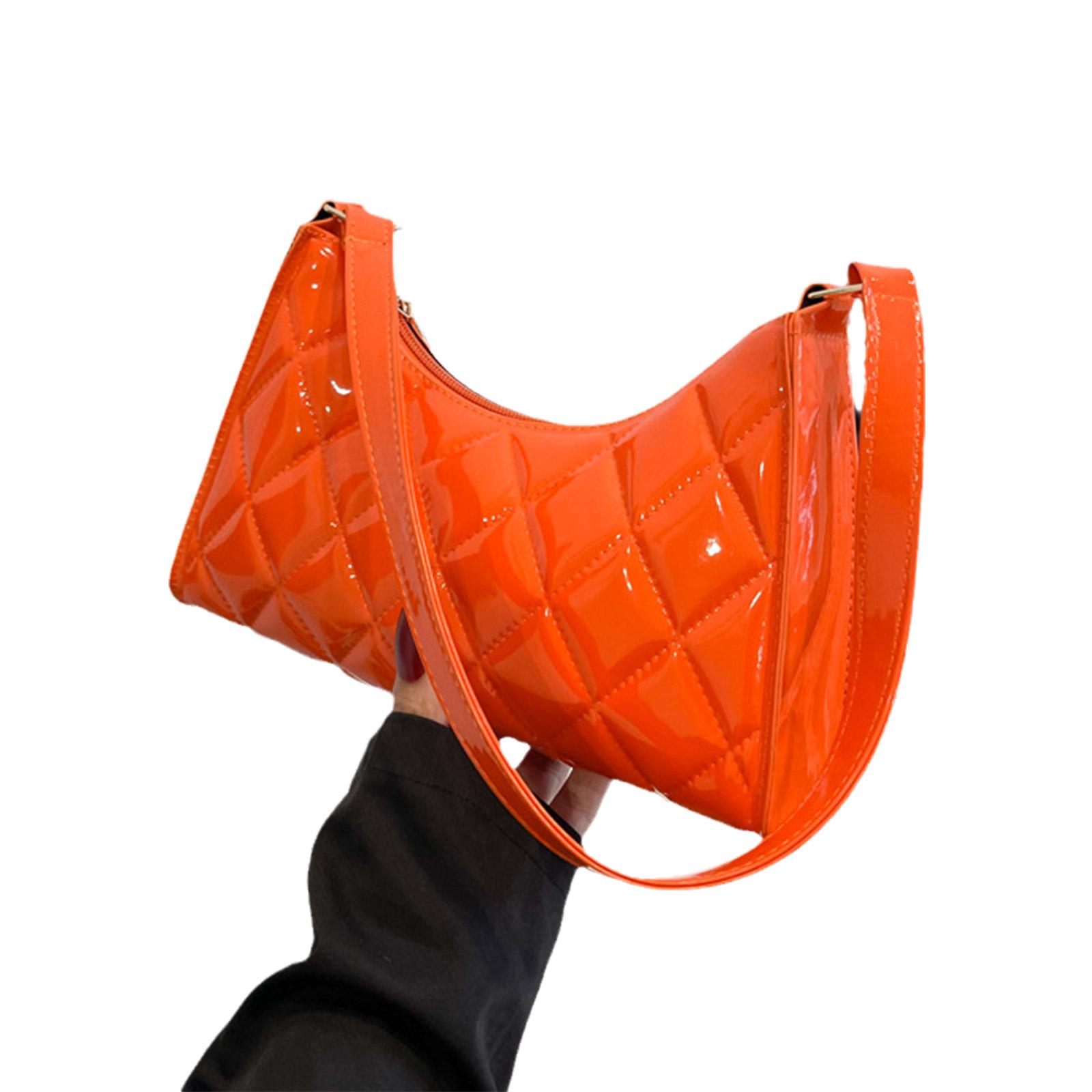 Сумка подмышку Diamond Grid PU Кожаная Сумка Женская Сумка на плечо Модная Сумка через плечо Кошелек Винтажная Простая Сумка-тоут оранжевый