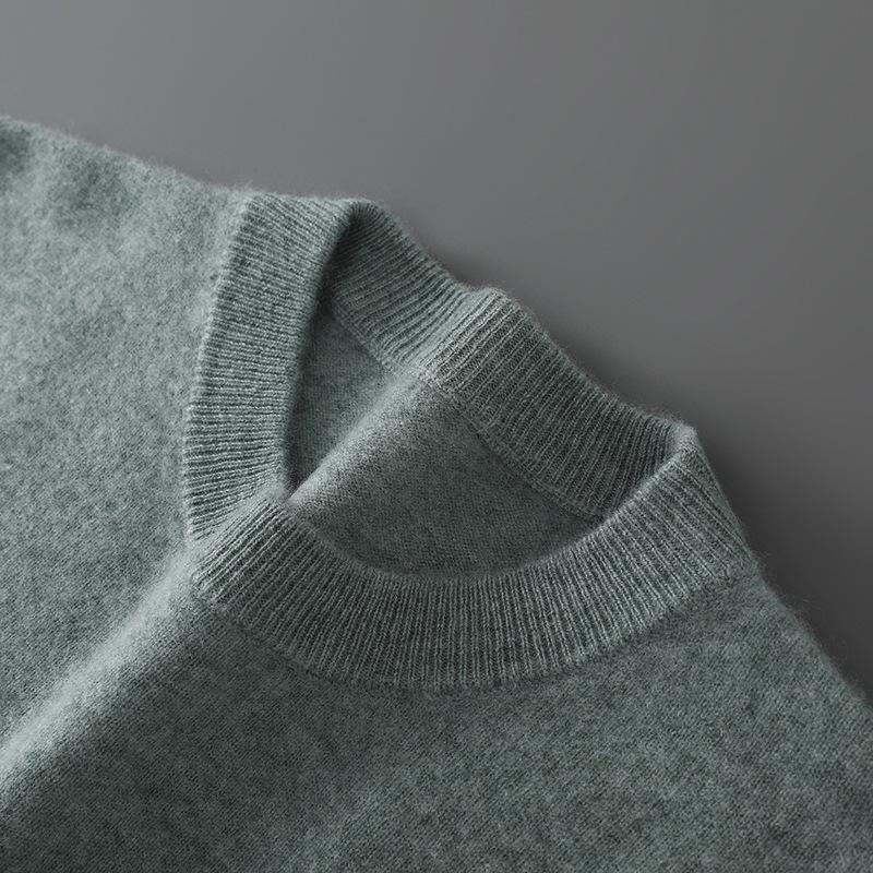 Herrtröja i enfärgad ullstickad casual