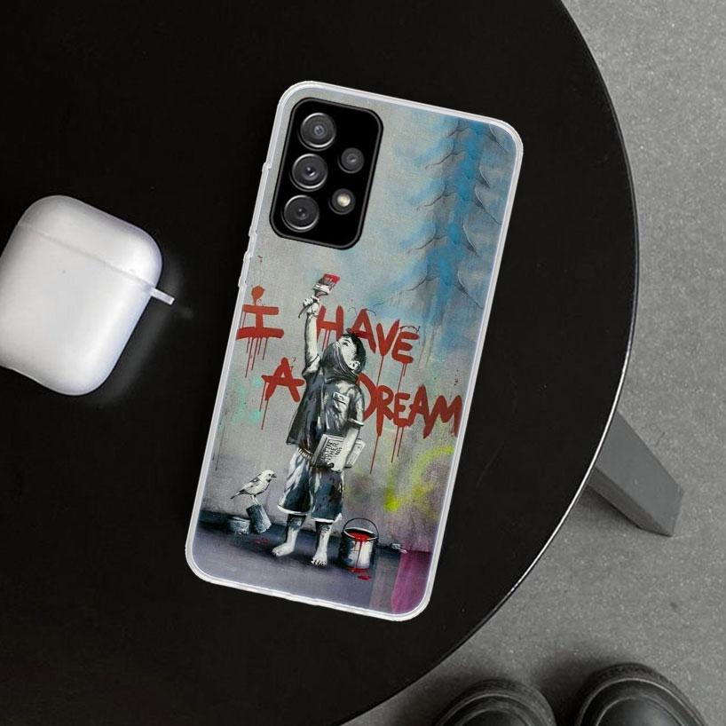 Street Art Banksy Graffiti Phone Case for Samsung Galaxy A17 A16 A26 A36 A56 A57 A37 A15 A25 A35 A55 A14 A24 A34 A54 A13 A23 A33