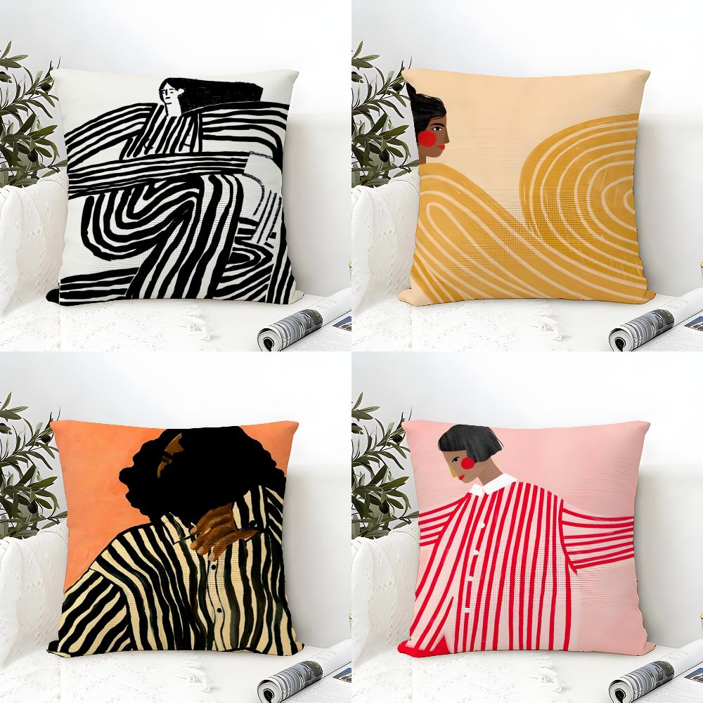 Abstract Figure Lines Girl Sofia Pillow Case Linen Cushion Covers For Decorative Sofa Home Pillows Case Car Chair Pillows Cases