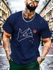 Unisex Black Crew Neck Tee Hand Cupid Heart Arrow Print Loose Oversized Streetwear Casual Short Sleeve Unisexs Summer Basic Top