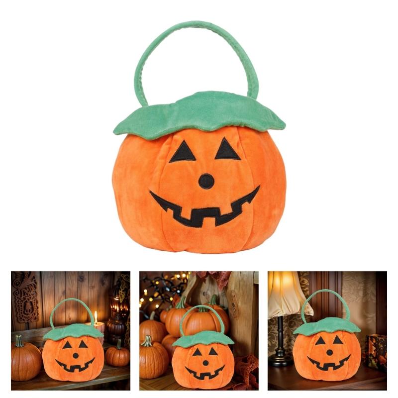 Halloween Pumpkin Candy Holder Plush Cloth Storage Pouches Christmas Party Treats Bag For Kids Candy Chocolate Storage