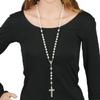 62KD 8mm Glow Rosary Necklace Jesus Christ for Cross Pendant Noctilucent Long Chain Catholicism Fashion Jewelry