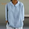 Women Shirt Doll Collar 3/4 Sleeve Pullover Tops Solid Color Loose Fit Thin Shirt Tops Casual Daily Wear