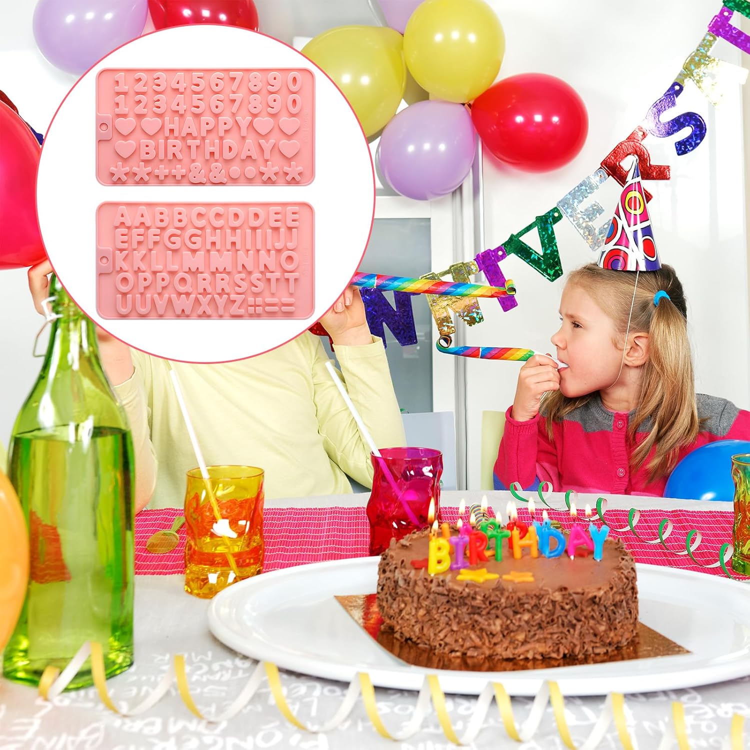 Giantree 2 Pcs Letter Molds Silicone Number Molds, Alphabet Chocolate Candy Molds Non-Stick, Kitchen Utensils, Cake Cookies Ice Cubes Chocolate Resin