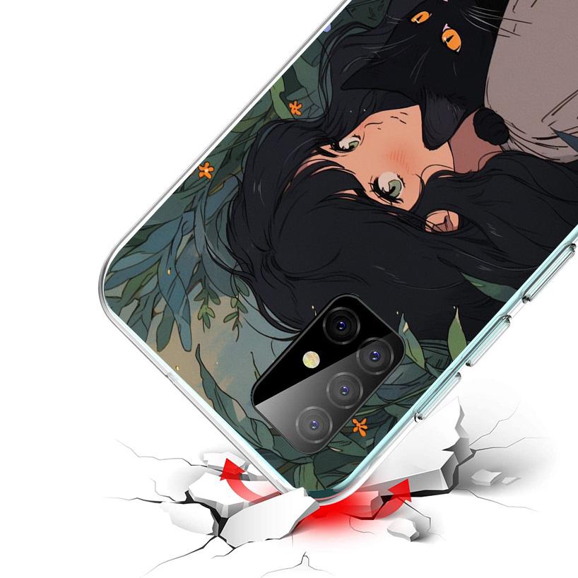 Cute Anime Ins Girls Animal Cat Phone Case For Samsung Galaxy A17 A16 A15 A14 A13 A57 A56 A55 A54 A53 A37 A36 A35 A34 A33 A26 A2
