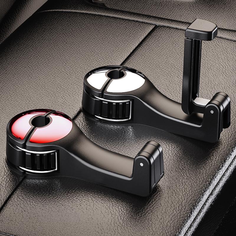 2 in 1 Car Vehicle Back Seat Headrest Hook Mobile Phone Holder Portable Seat Back Hanger Hook for Bag Purse Cloth Grocery 1PC