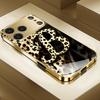 Unique Leopard print gold Luxurious High-end Phone Case Electroplated Glass PhoneCase for iPhone 17 16 15 14 13 12 11pm Pro Plus