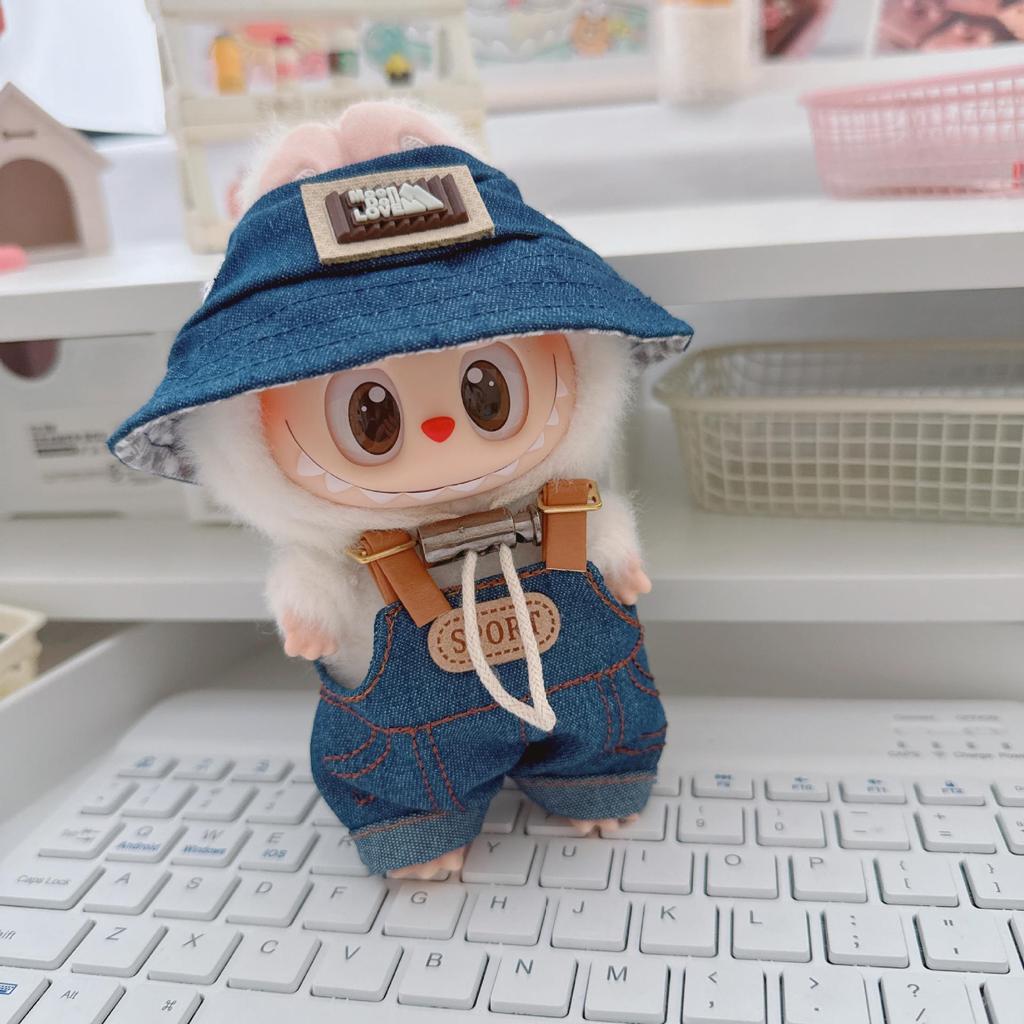 10cm & 17cm Cotton Doll Clothes Replacement Set: Overalls & T-Shirt