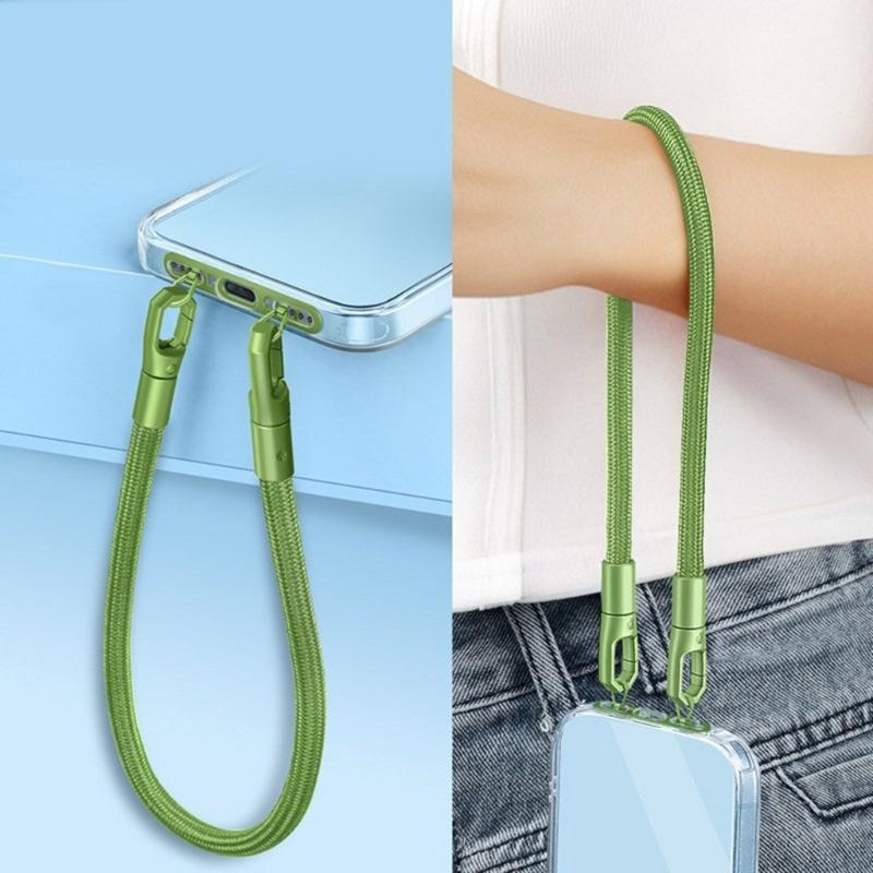 Not Loss Double Hook Phone Lanyard Side Mount Pad Metal Lanyard Clip with Two Rings Corrosion Resistant Clip for Phone