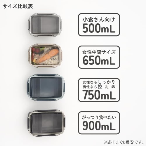 OSK Bento Box with Dividers, 900ml, Calm Color Charcoal, CMC No.3, Made In Japan, Antibacterial, Dishwasher and Microwave Safe, PCD-900