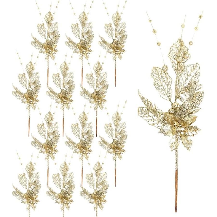 1Pc Glitter Artificial Berries Stems Christmas Decoration Xmas for Home Decor New Year Christmas Tree Wreath Ornaments Accessory