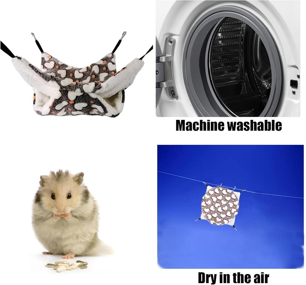 Hamster Hammock Small Pet Hanging Bed Double Warm Thickened Honeybug Flying Squirrel Guinea Pig Hammock Pet Cage Accessories