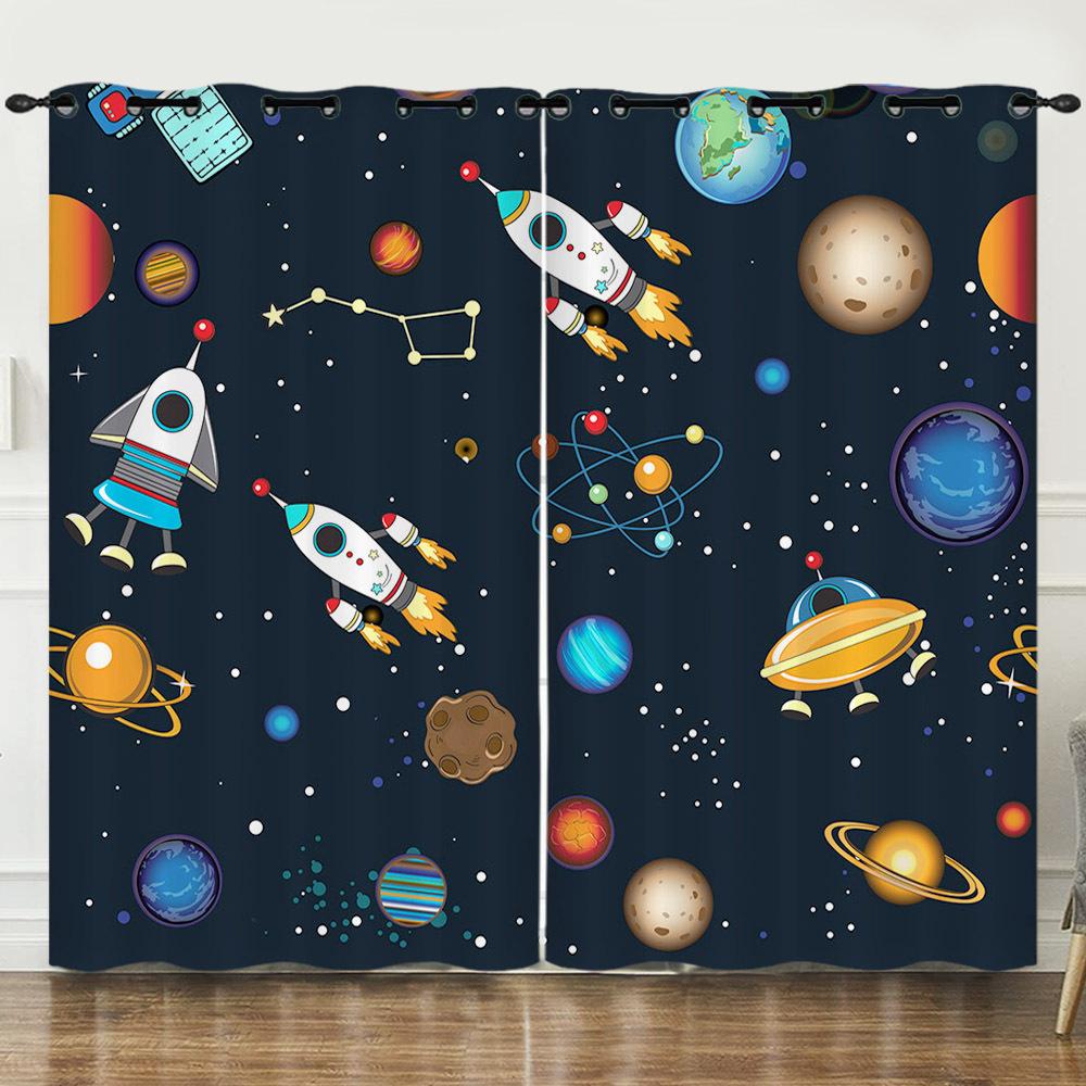 Zasłona Kosmos Wszechświat Gwieździste Niebo Ilustracja 3D Cyfrowy Druk Zasłona zaciemniająca z przelotkami