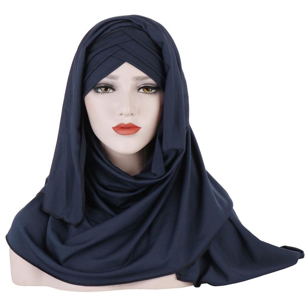 Women Muslim Islamic Headscarf Elegant Scarf Pure Color Artificial Silk Jacquard Weave Scarf Muslim Shawl
