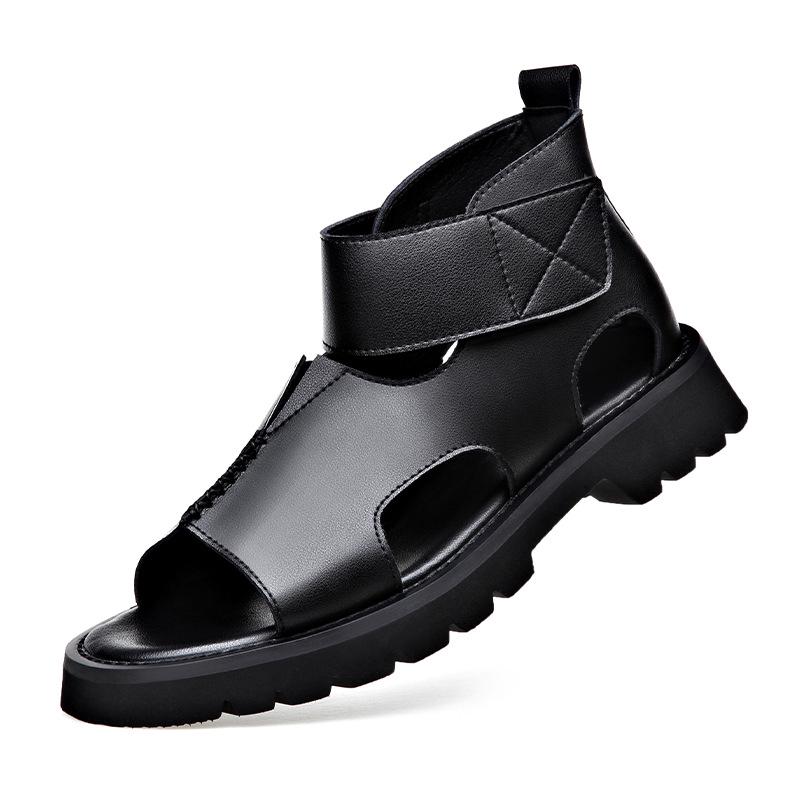 Men's Genuine Leather Roman-Style High-Top Sandals - Trendy, Comfortable, Soft Sole