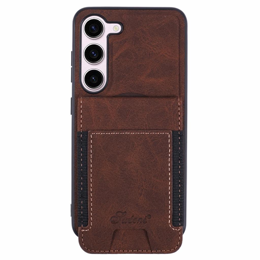 SUTENI H17 For Samsung Galaxy S23 Magnetic Case Card Slots PU+TPU Kickstand Phone Cover