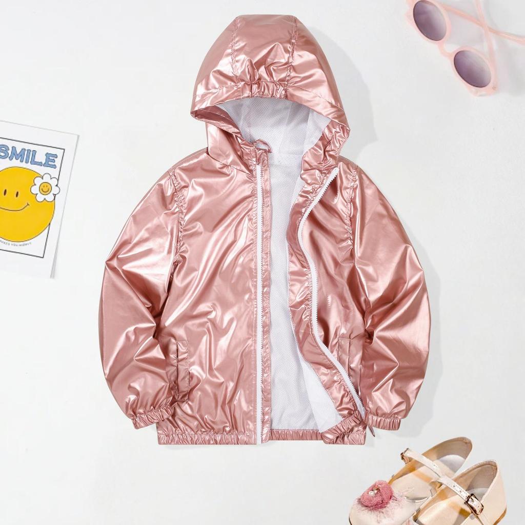 Children's Princess Hooded Windbreaker Jacket - Spring/Autumn 2025 Collection, Cute Zipper Design for Medium and Large Kids.