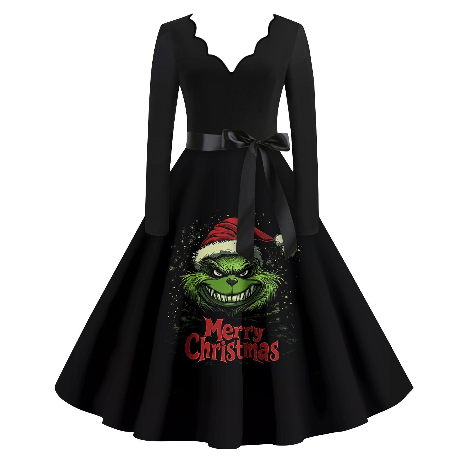 Женское повседневное модное платье с длинным рукавом и принтом — фото 9