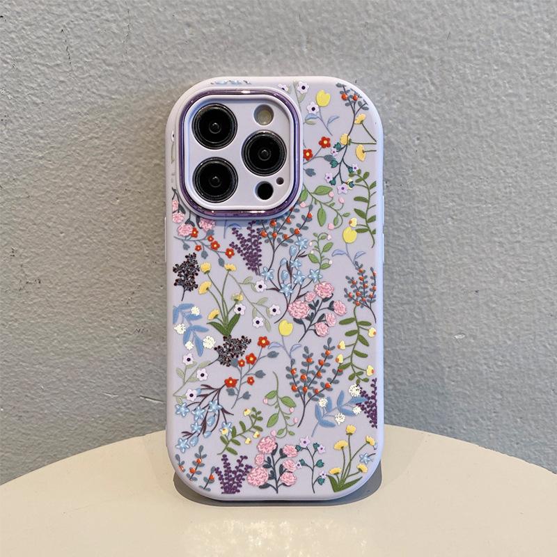 Creative flowers apply to Apple 17promax fine hole fat mobile phone case iPhone new models