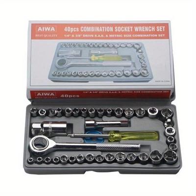 40-teiliges/Set Automobil Motorrad Reparatur Werkzeugkiste Präzisions Nuss Auto Schraubenschlüssel Set Stecknuss Schraubendreher Satz Auto Autoreparatur Werkzeugsatz