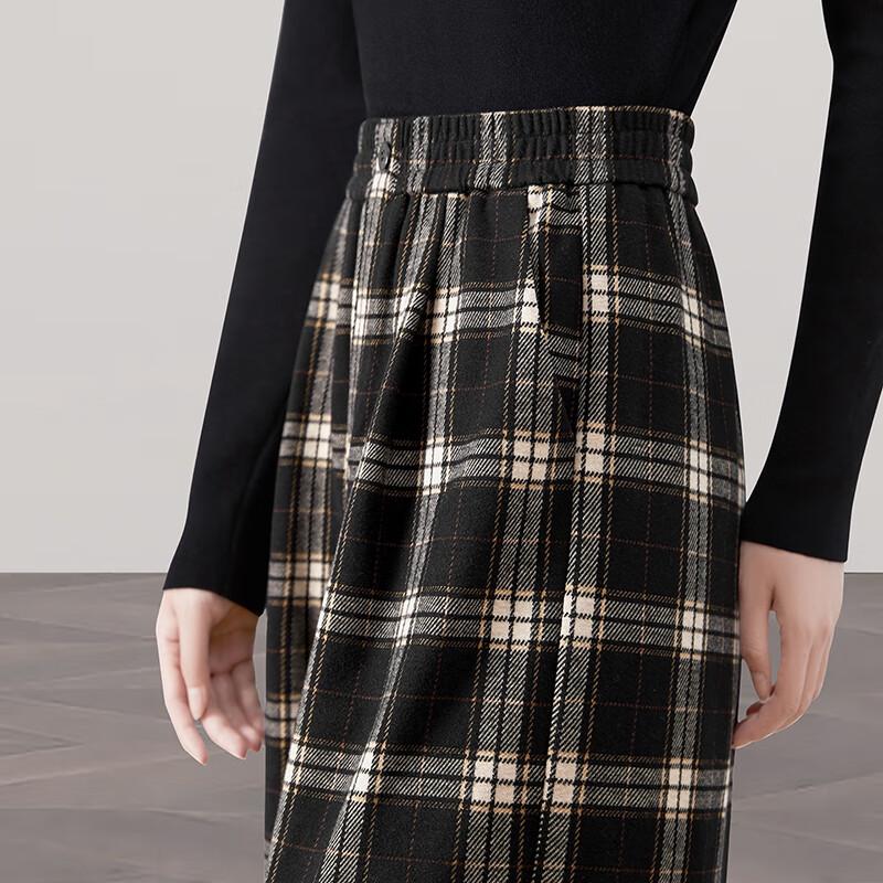 Women's Retro Plaid Elastic Waist Wide-Leg Pants