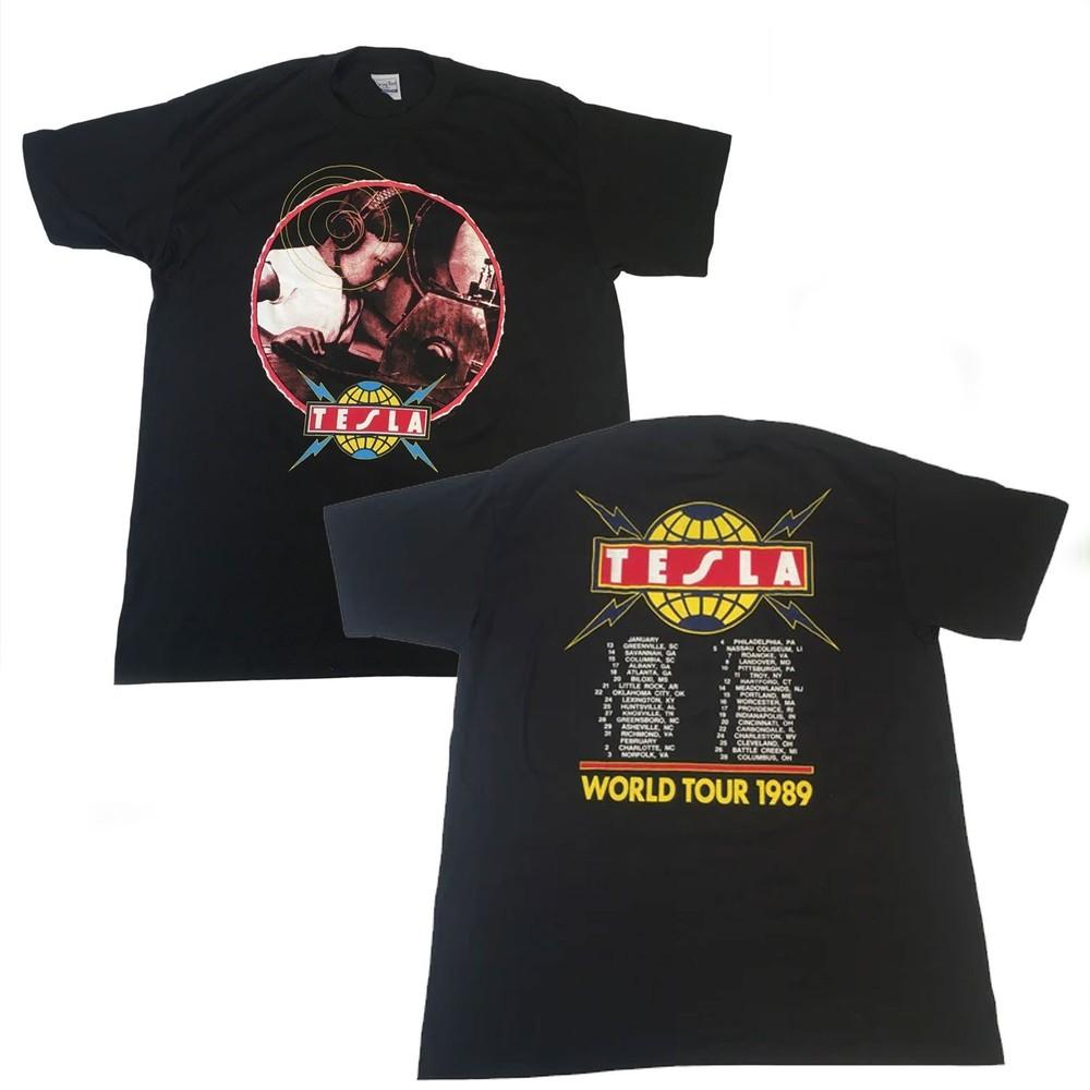 Vintage Tesla "The Great Radio Controversy" Tour 1989 Reprint T-Shirt Unisex T-Shirt