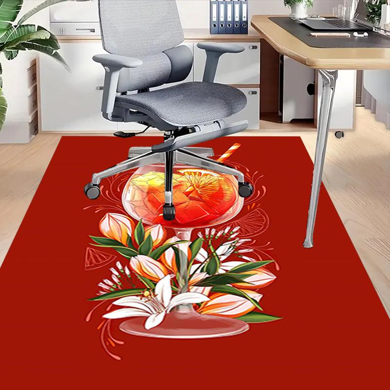 1PC Cocktail Flowers Extra Large Non Slip Floor Carpet, Office, Family, Bedroom, Studio Large Area Rug Indoor Rugs, Vibrant Colors