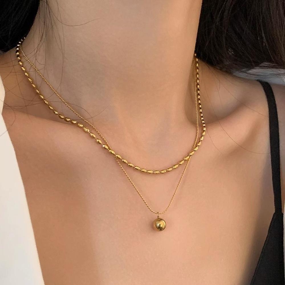 

Beads Balls Pendant Gold Color Chain Jewelry Trendy Necklace