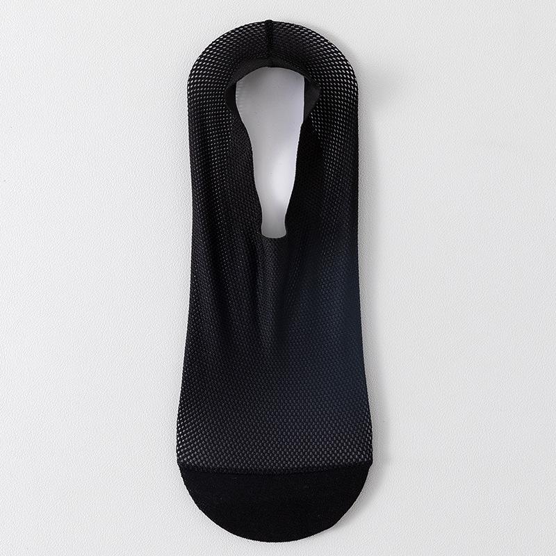 

Мужские летние носки-следки из высококачественного ледяного шелка с сеткой, нескользящие, невидимые, с подошвой из чистого хлопка One Size чёрный