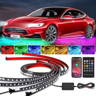 Многоцветная RGB LED лента под автомобиль, трубка, подсветка днища, неоновый световой комплект, приложение