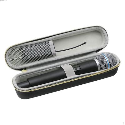 Microphone Storage Case Hard EVA Carrying Travel Protective Bag Anti Scratch with Lanyard Black