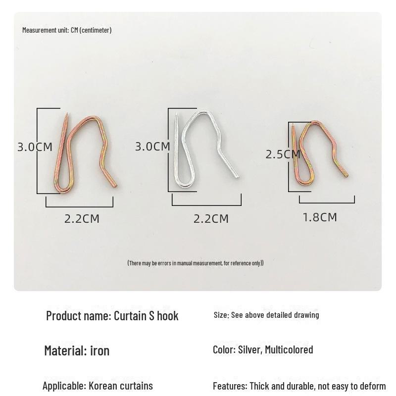 [Quantity Available] Korean Style Pleated Curtain Stainless Steel S-Hook - Sharp Hook Size
