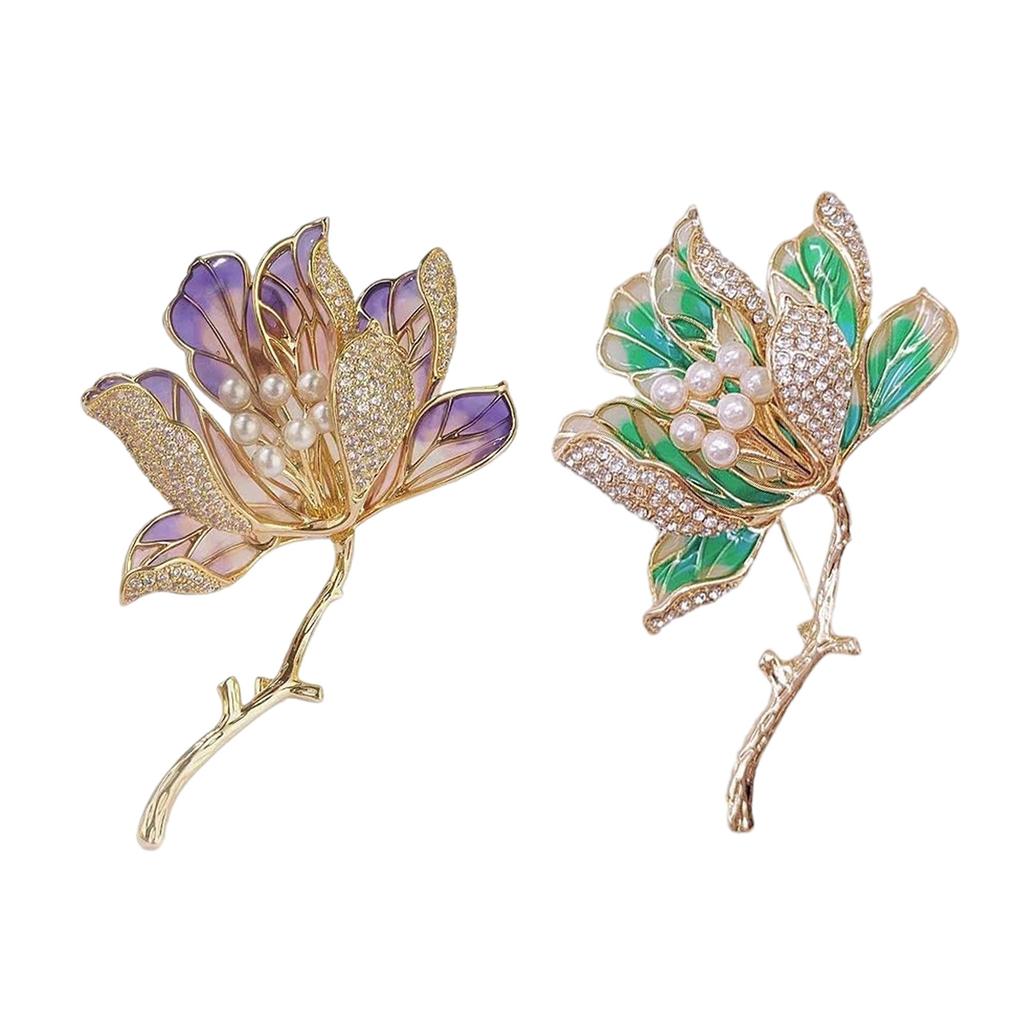 Elegant Crabapple Flower Brooch Pin for Women with Enamel and Alloy Embellishments Jewelry Accessory for Banquet or Party