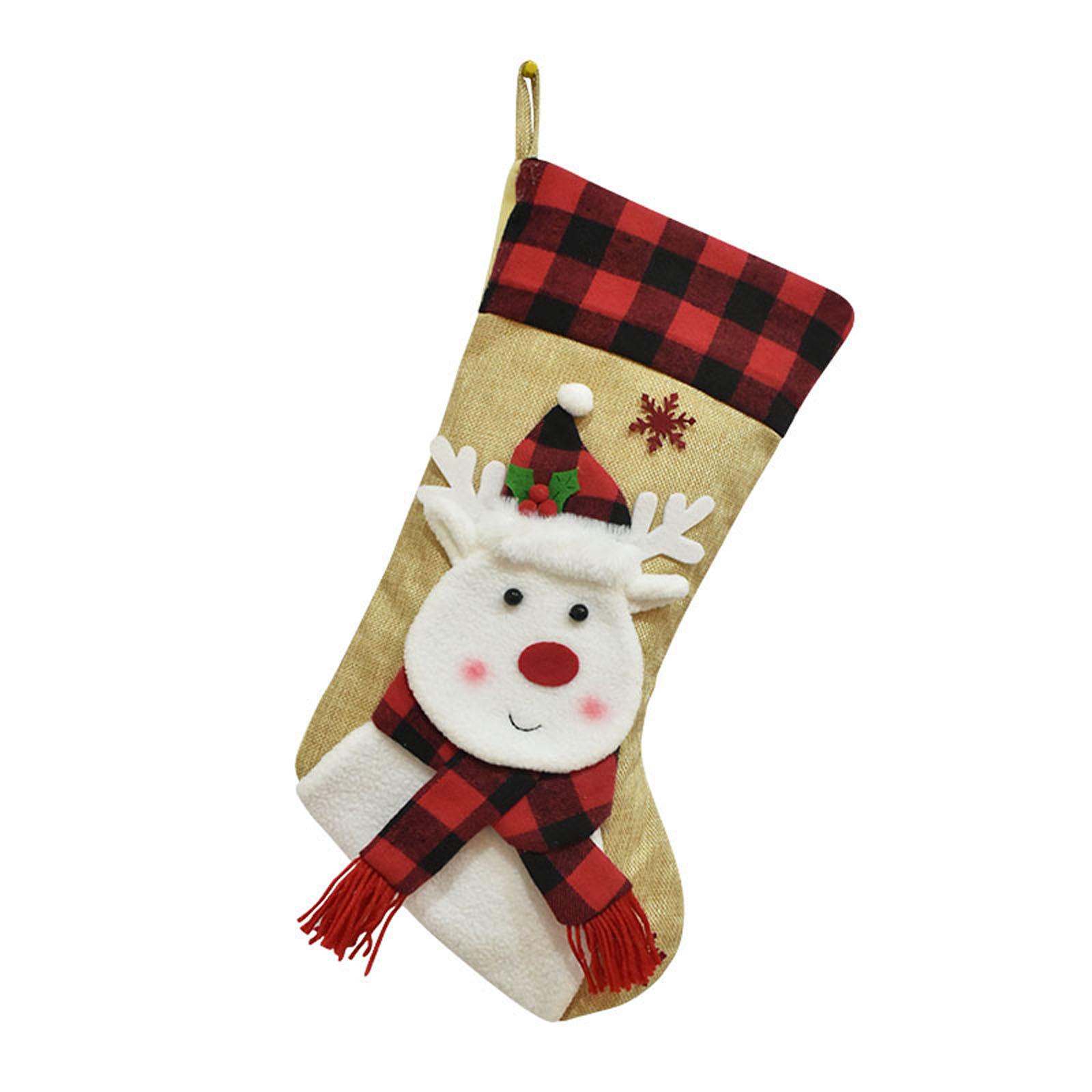 

Christmas Decorations, Velvet Linen 3D Cartoon Christmas Stockings, Christmas Stocking Gift Bags One Size