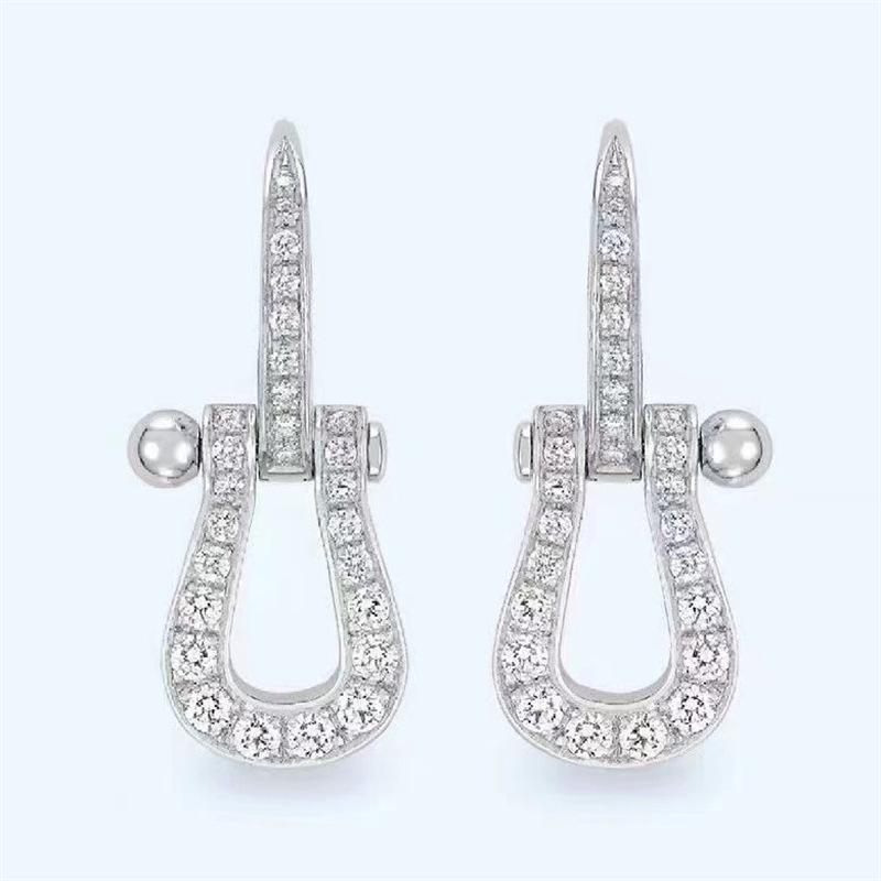 Starry Diamond Horseshoe Stud Earrings, Light Luxury Micro-Paved Zirconia, French High-End Style for Women